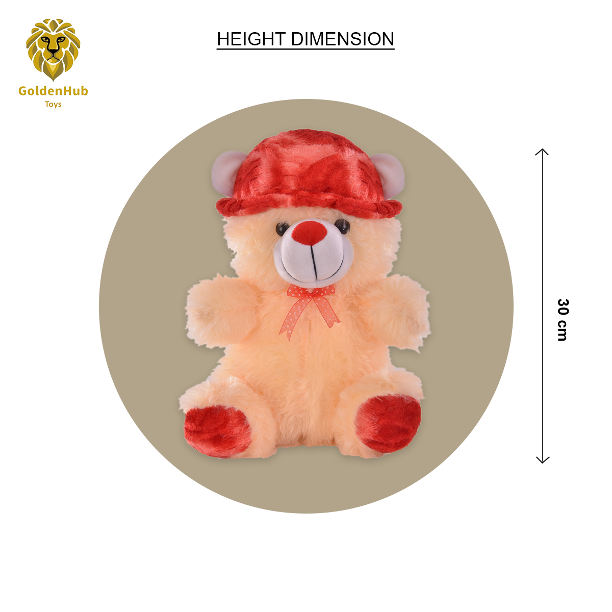 Goldenhub Teddy Bear 30 CM Sitting With Cap Butter