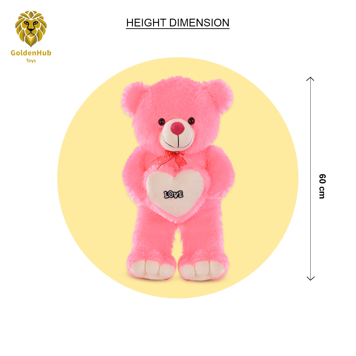 Goldenhub Teddy Bear 60 CM Different With Heart Pink