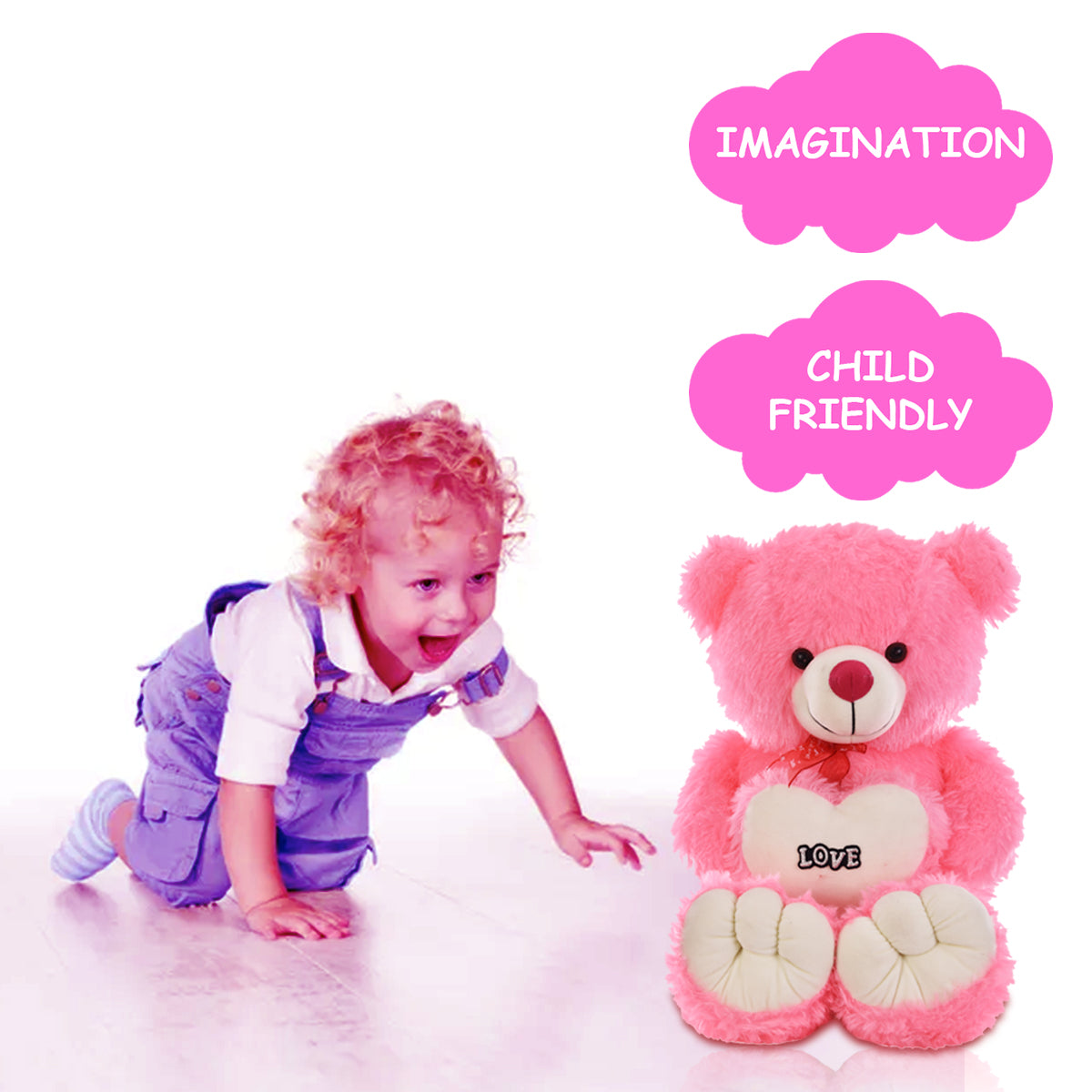 Goldenhub Teddy Bear 60 CM Different With Heart Pink