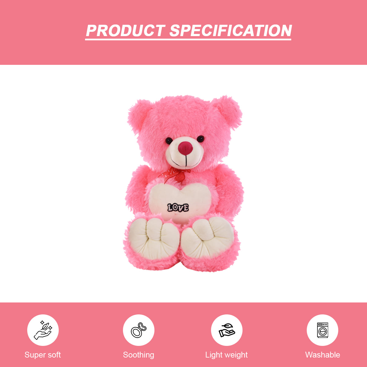 Goldenhub Teddy Bear 60 CM Different With Heart Pink