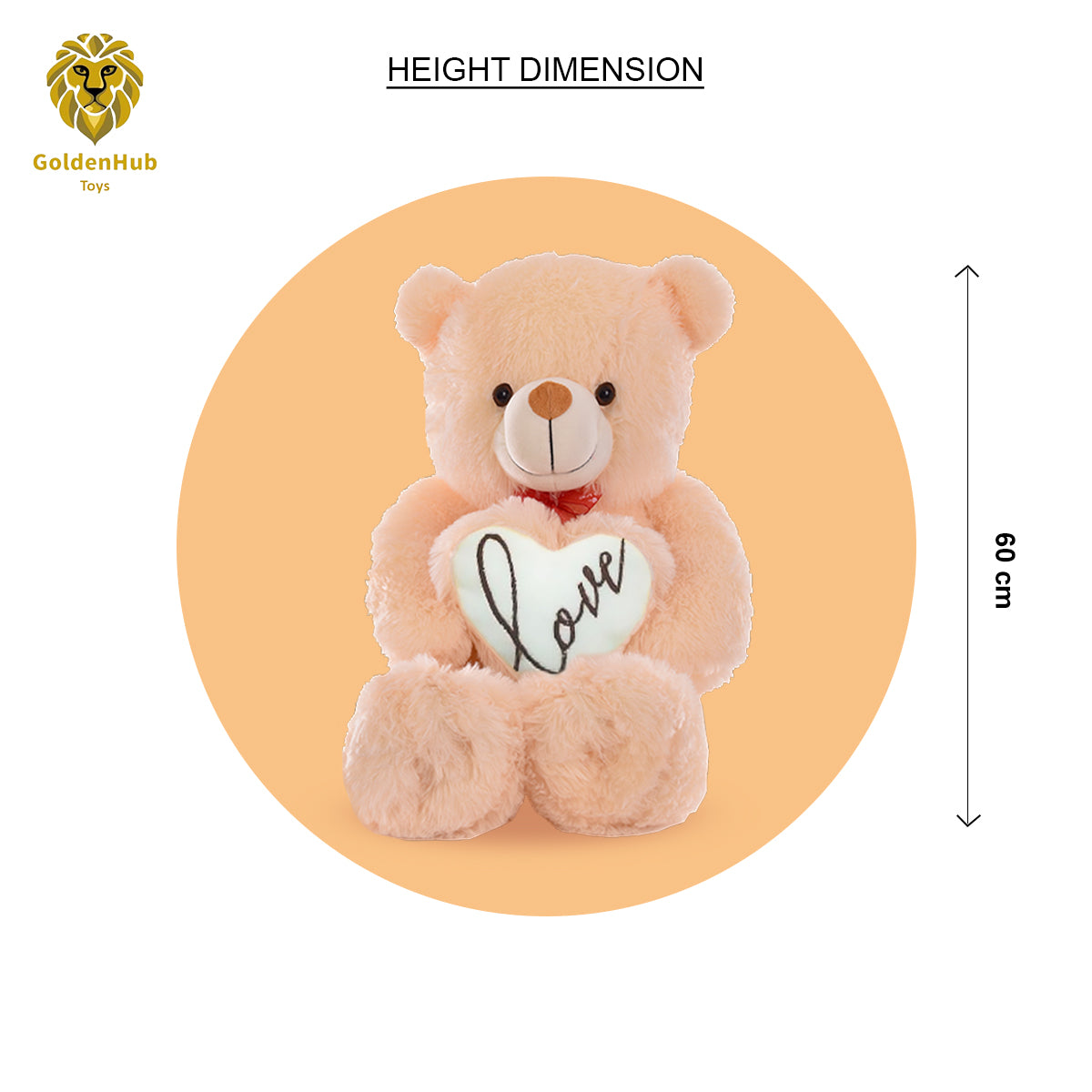 Goldenhub Teddy Bear  60 cm Standing Different With Heart Butter