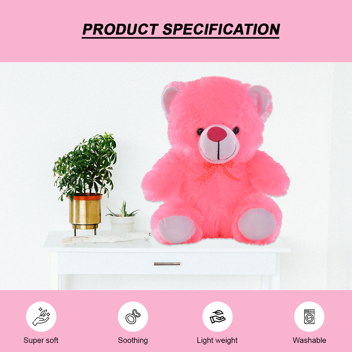 Goldenhub Teddy Bear 30 CM Sitting Pink