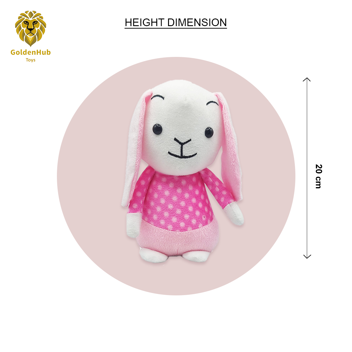 Goldenhub Cute Teddy Bunny in Dress Pink 20 cm