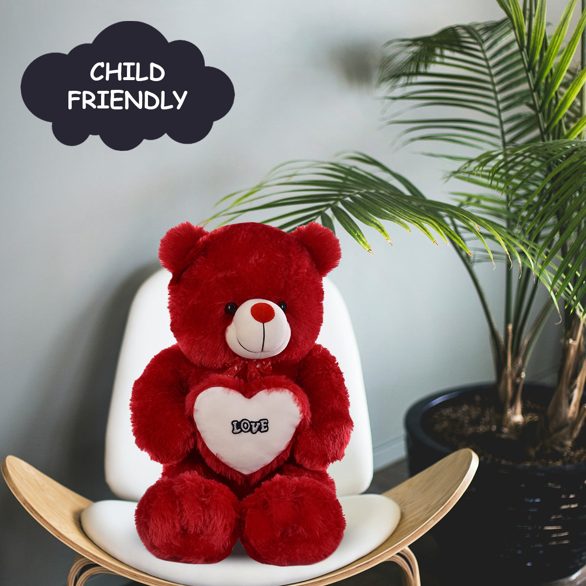 Goldenhub Teddy Bear 60 CM Standing Different With Heart Red