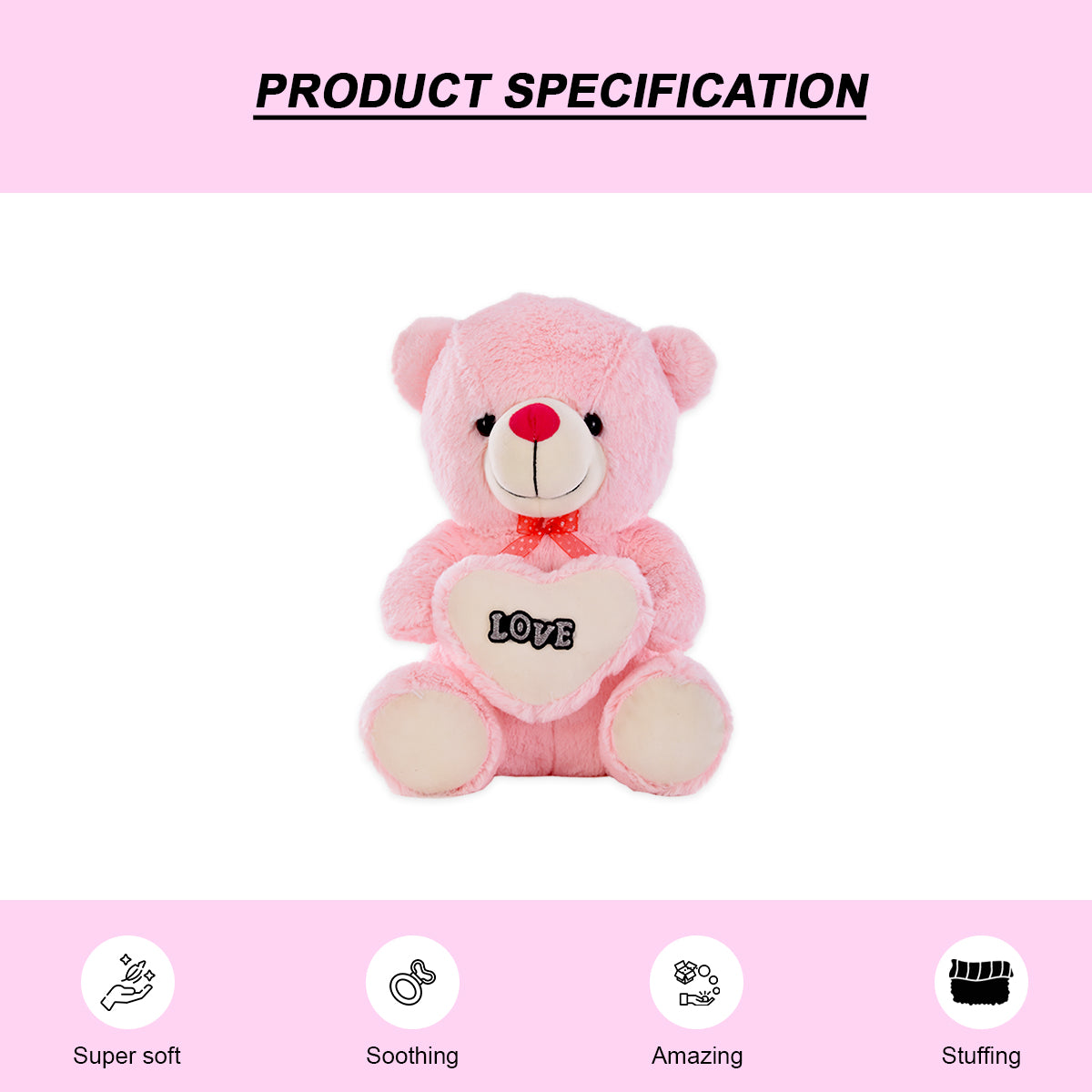 Goldenhub Toy Pink Teddy Sitting With Heart