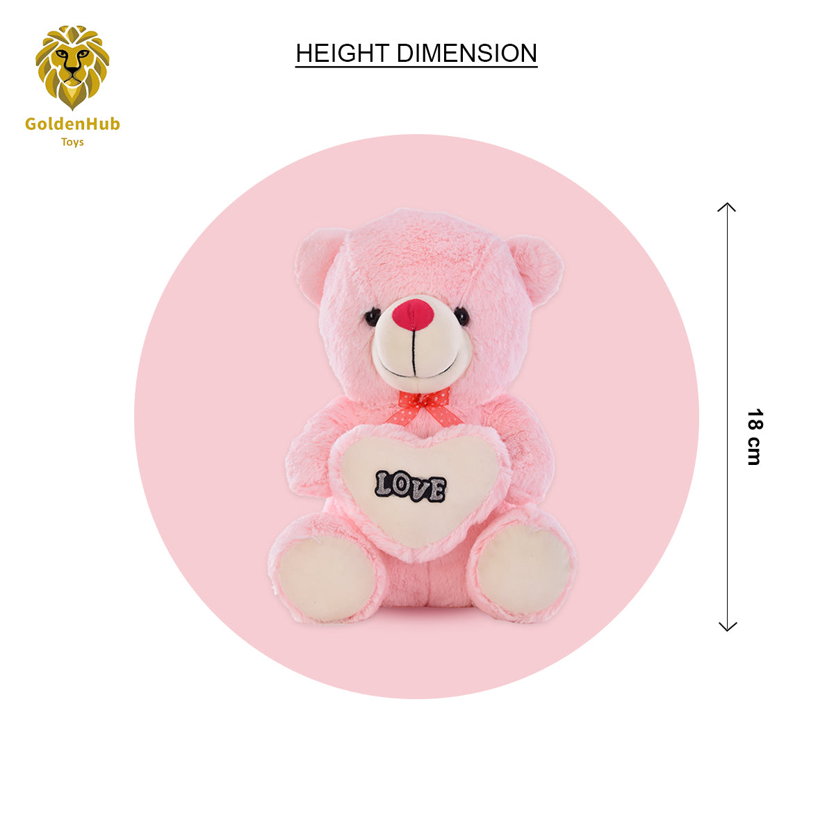 Goldenhub Toy Pink Teddy Sitting With Heart