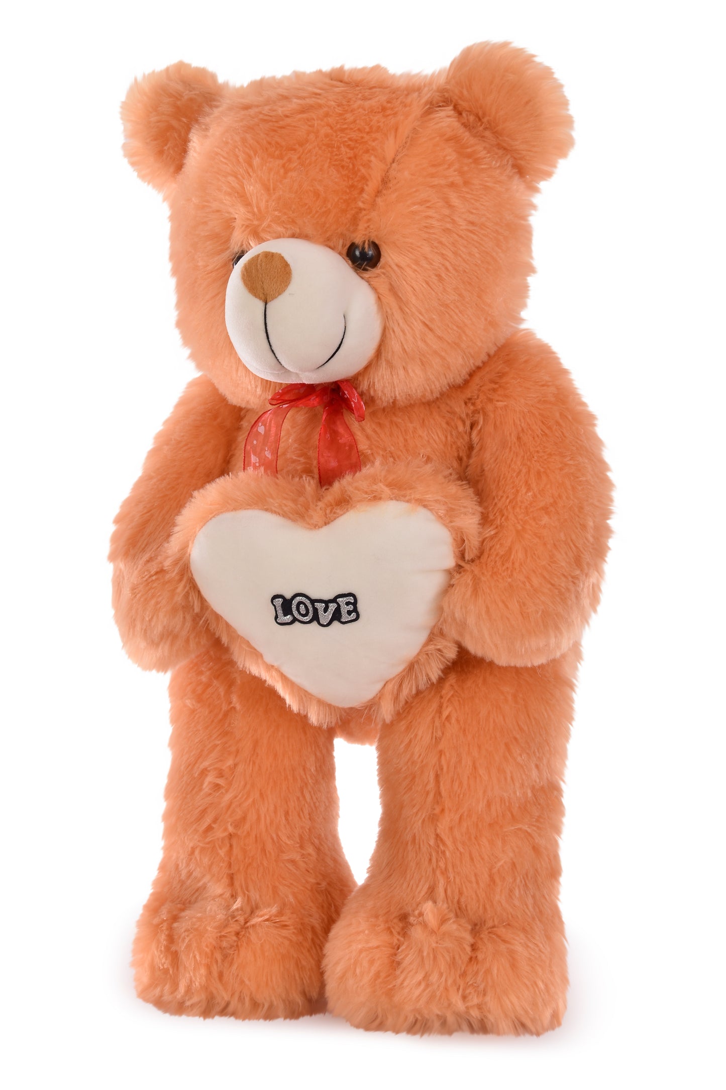 Goldenhub Teddy Bear 60 cm Standing Different With Heart Brown