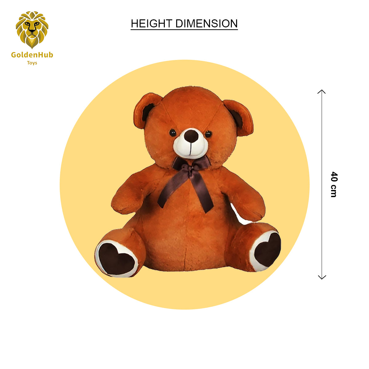 Goldenhub Toys Teddy Bear Sitting With Heart Patch Sole 40 CM