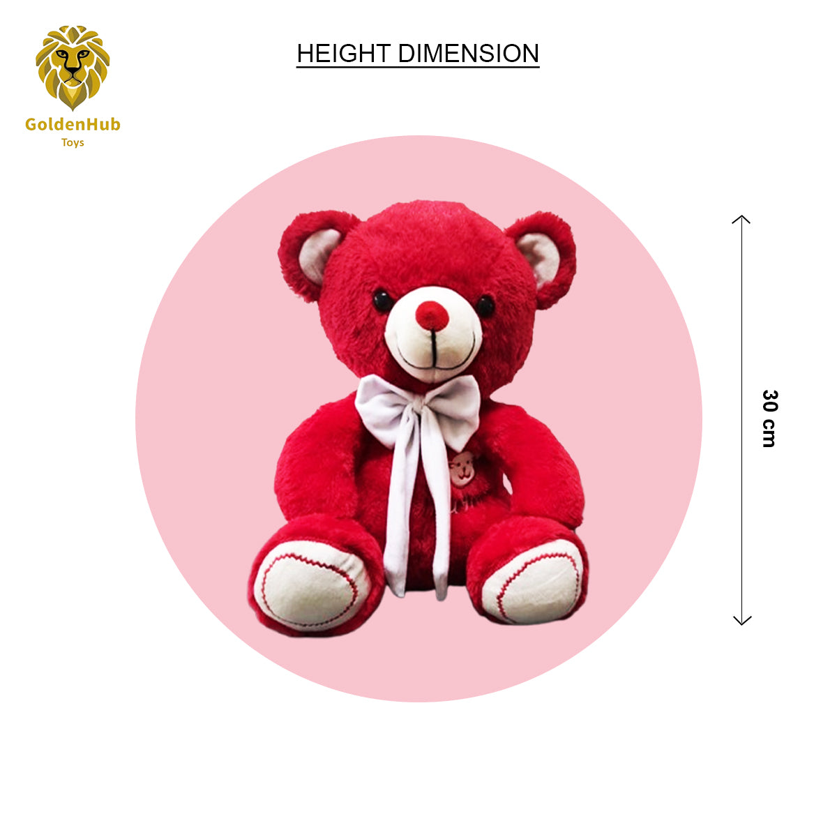 Goldenhub Toys Hug Me Teddy Red 30 CM