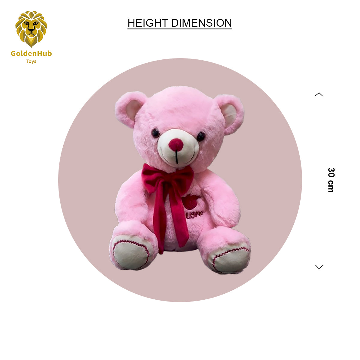 Goldenhub Toys Hug Me Teddy Sitting Pink 30 CM