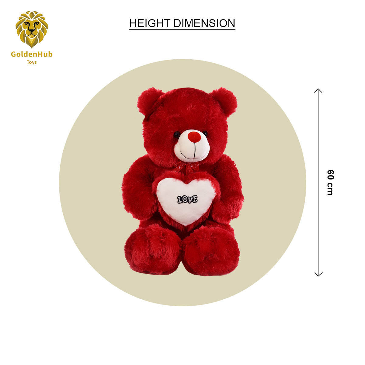 Goldenhub Teddy Bear 60 CM Standing Different With Heart Red