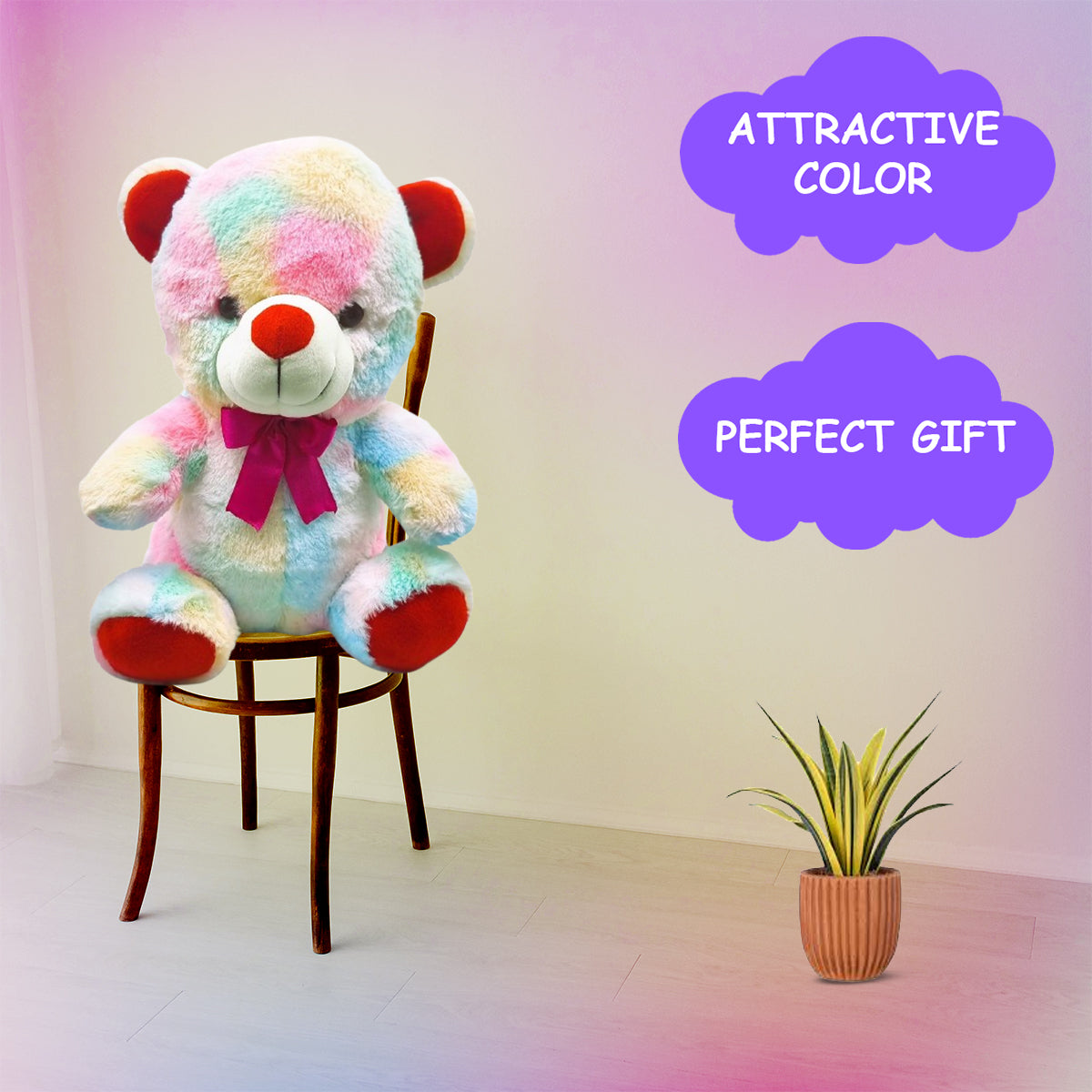 Goldenhub Rainbow Colour Teddy Bear 30 cm