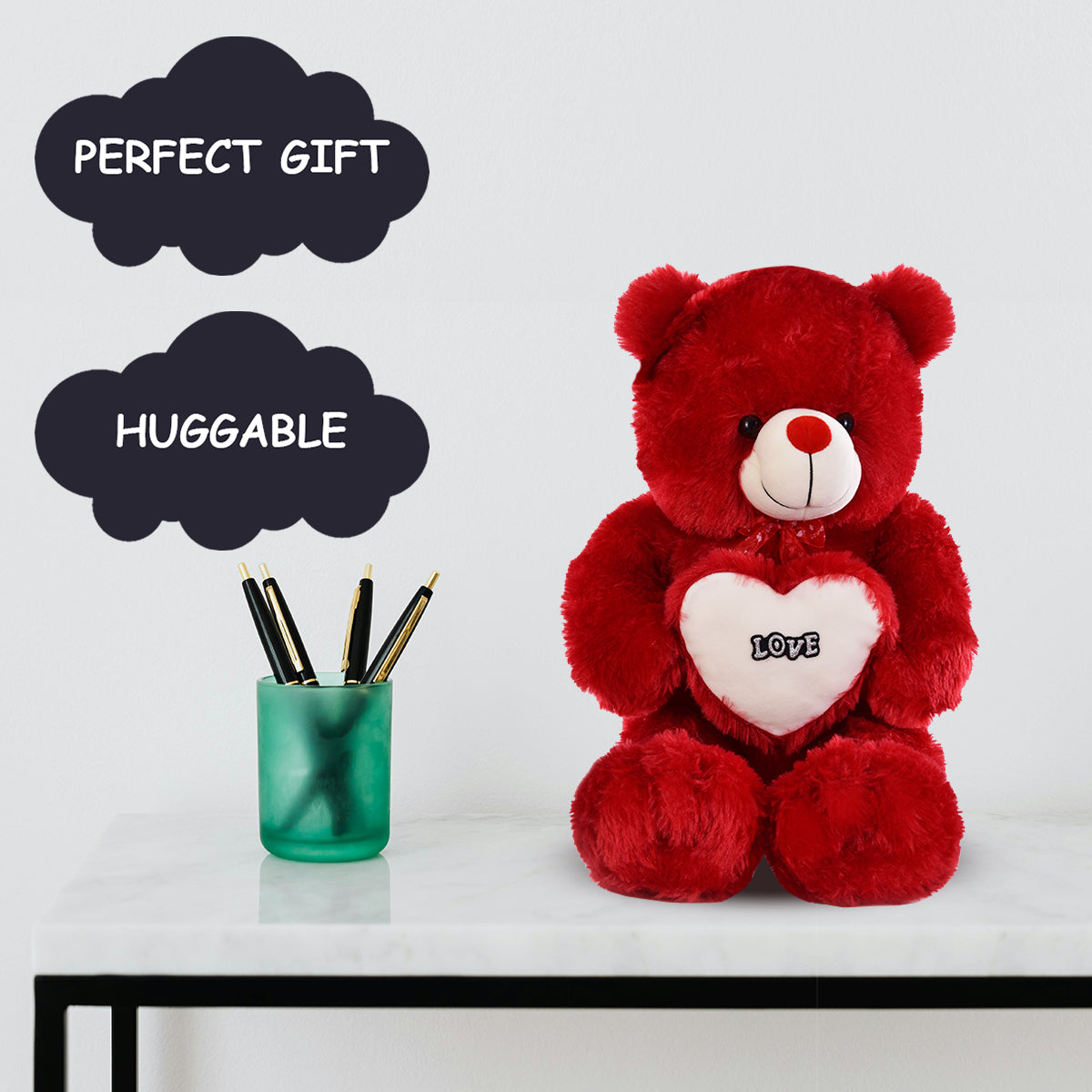 Goldenhub Teddy Bear 60 CM Standing Different With Heart Red