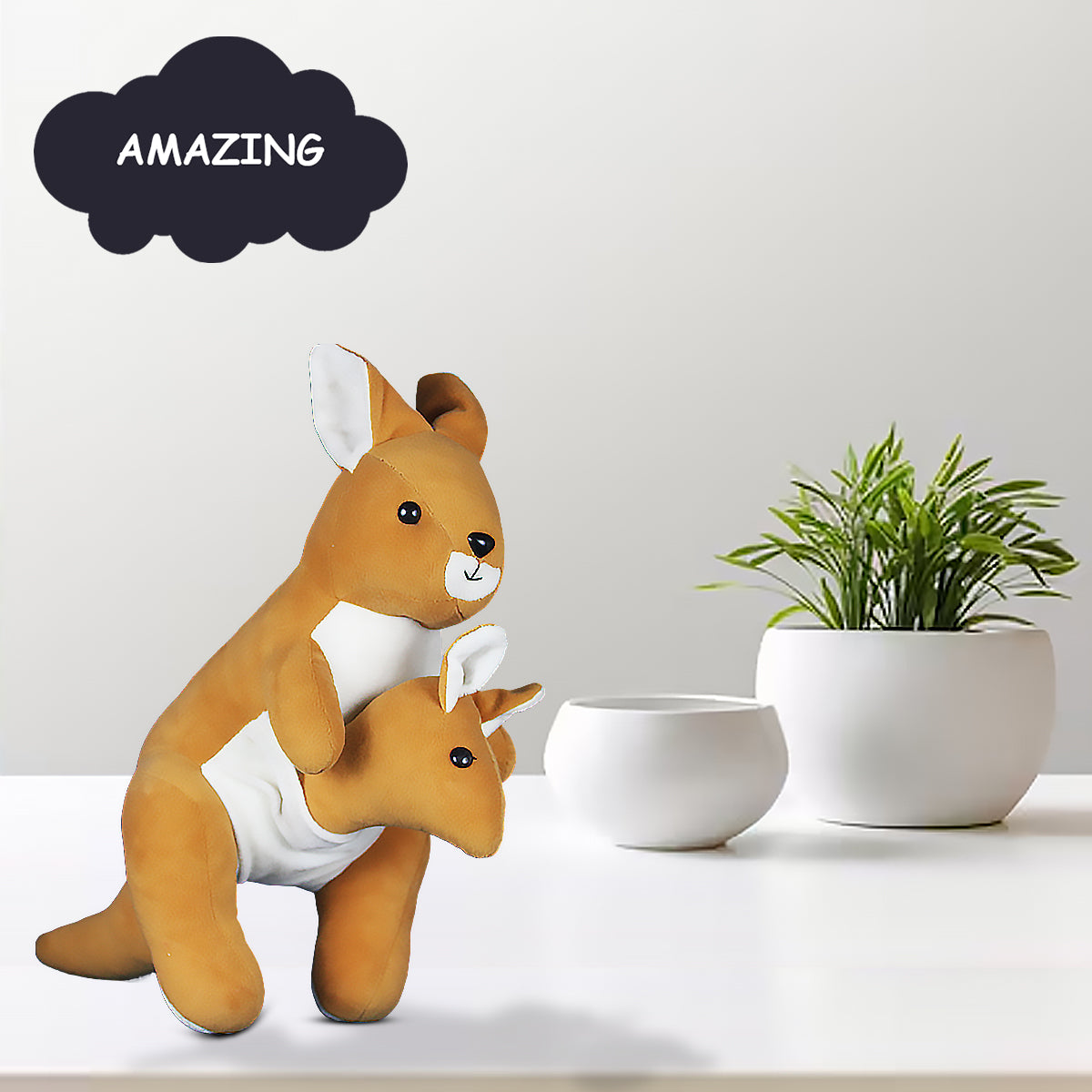 Goldenhub Toy Kangaroo With baby Soft Toy