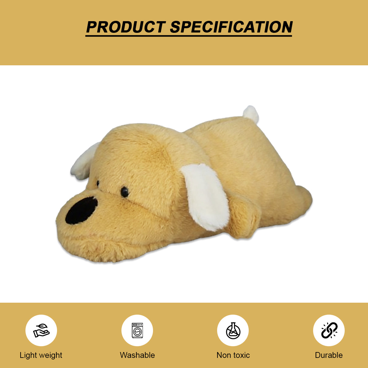 Goldenhub Toys Sleepy Dog Brown Fur 30 cm