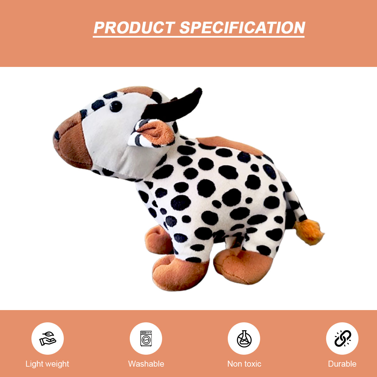 Goldenhub Toys Teddy Standing Cow Brown Leg 25 CM