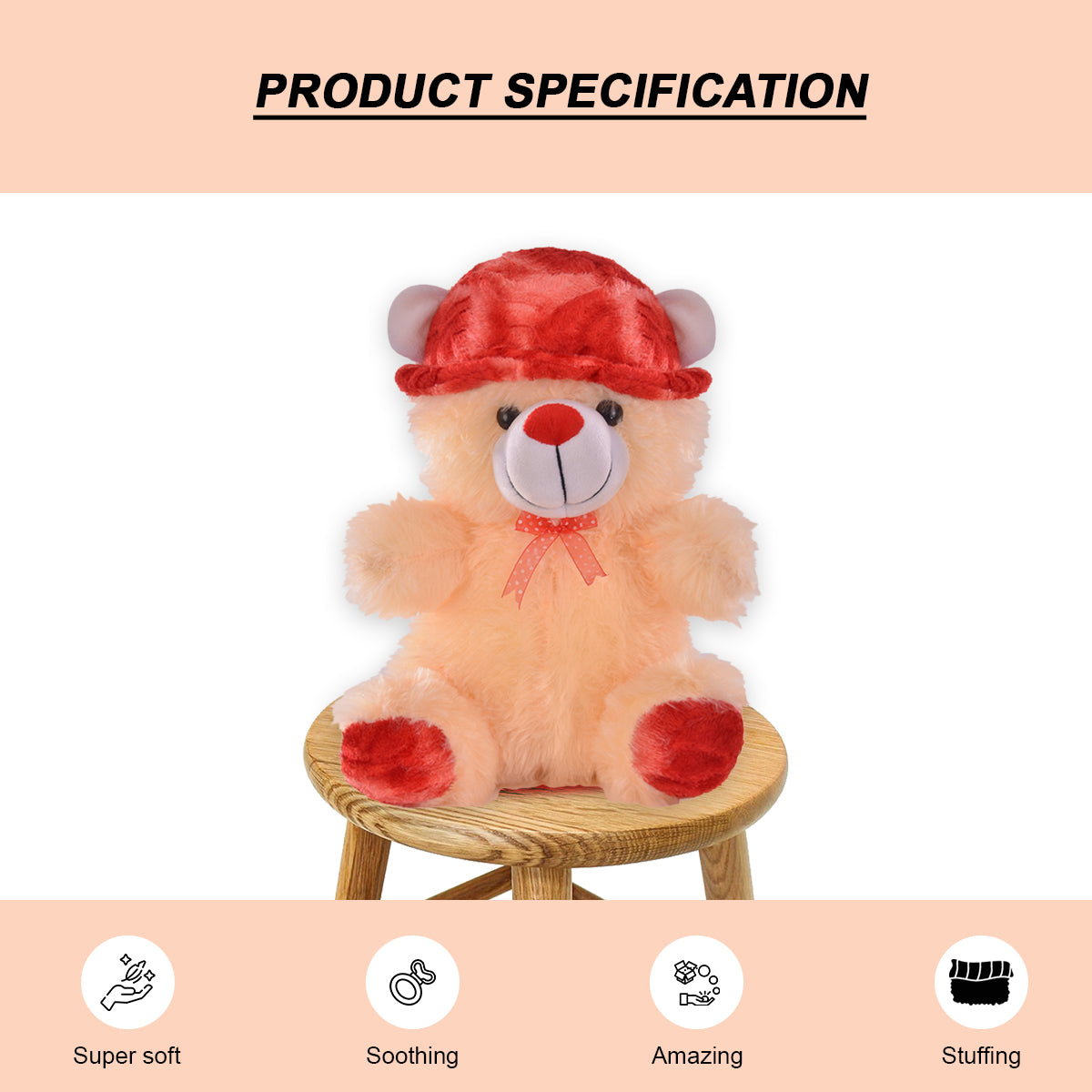 Goldenhub Teddy Bear 30 CM Sitting With Cap Butter