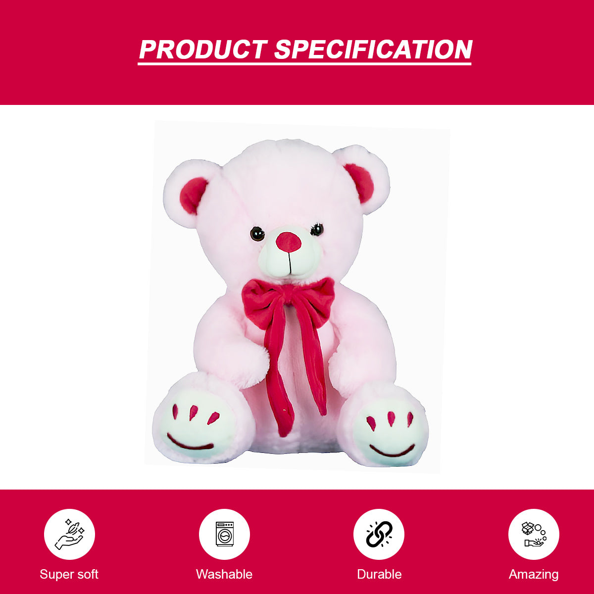 Goldenhub Toys Smiley Sole Teddy In Pink Colour