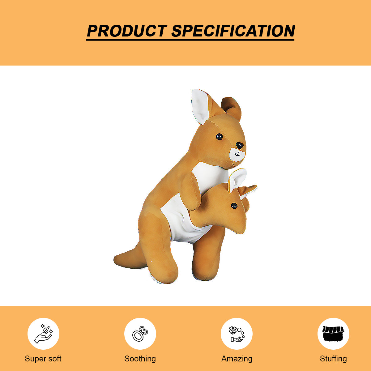 Goldenhub Toy Kangaroo With baby Soft Toy