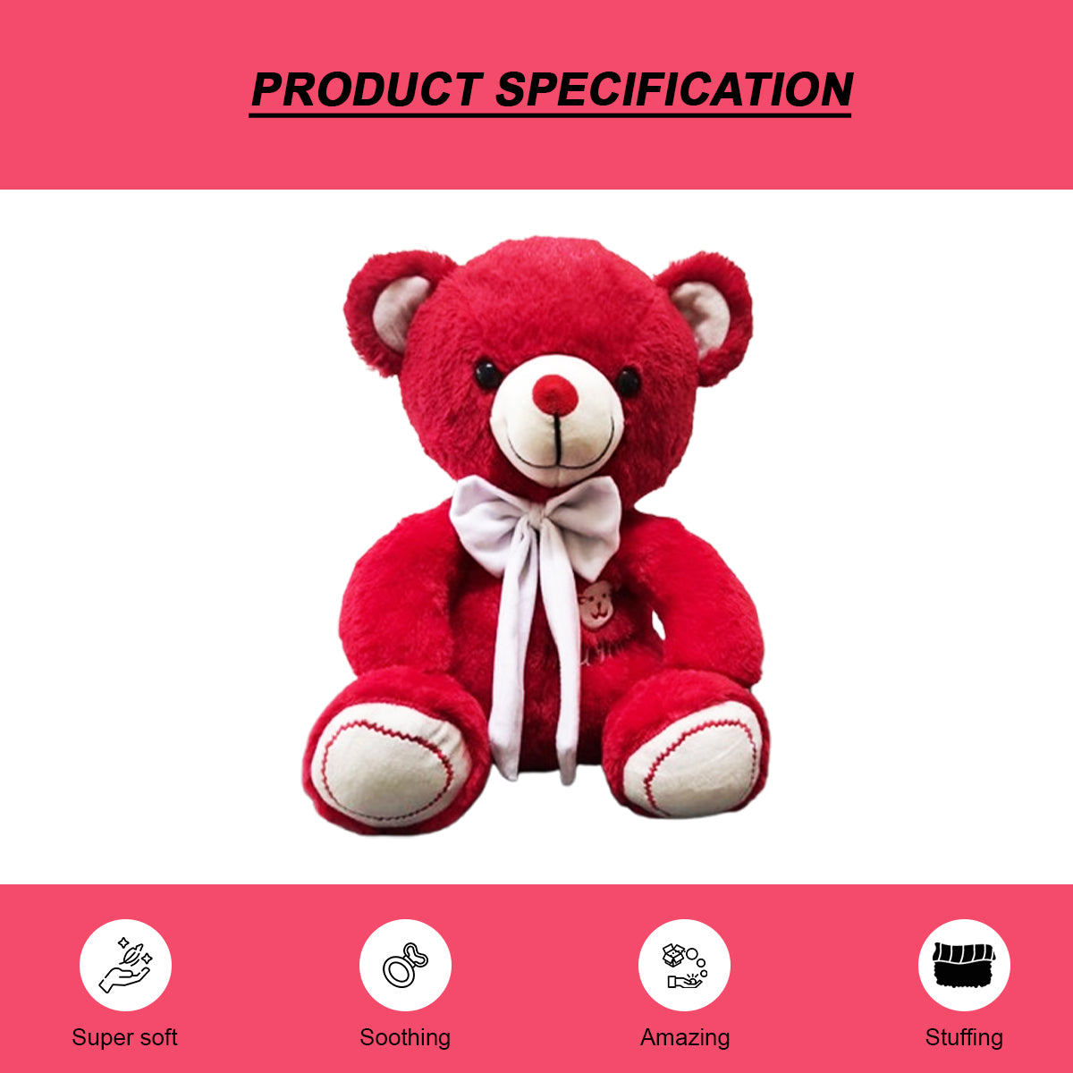 Goldenhub Toys Hug Me Teddy Red 30 CM