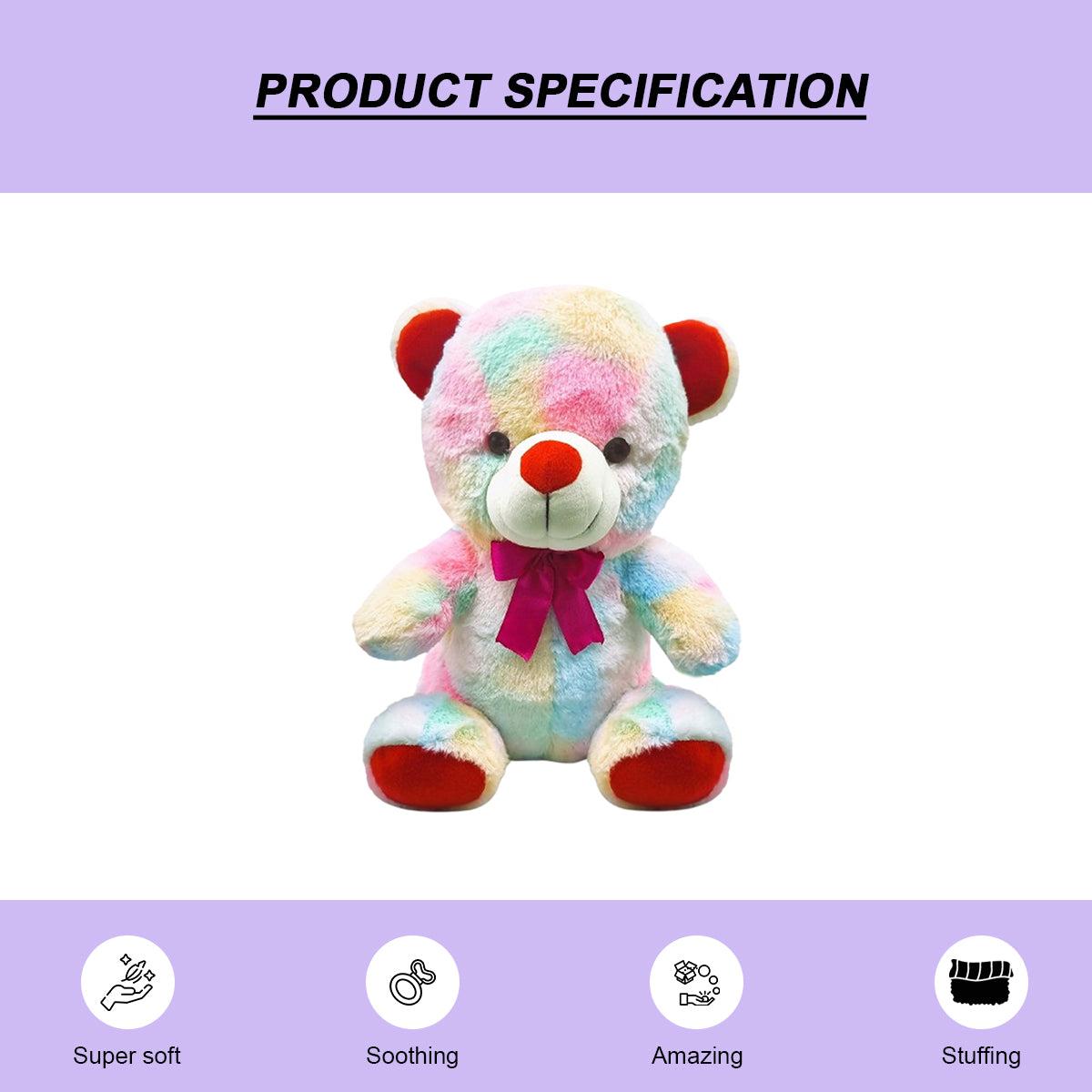 Goldenhub Rainbow Colour Teddy Bear 30 cm