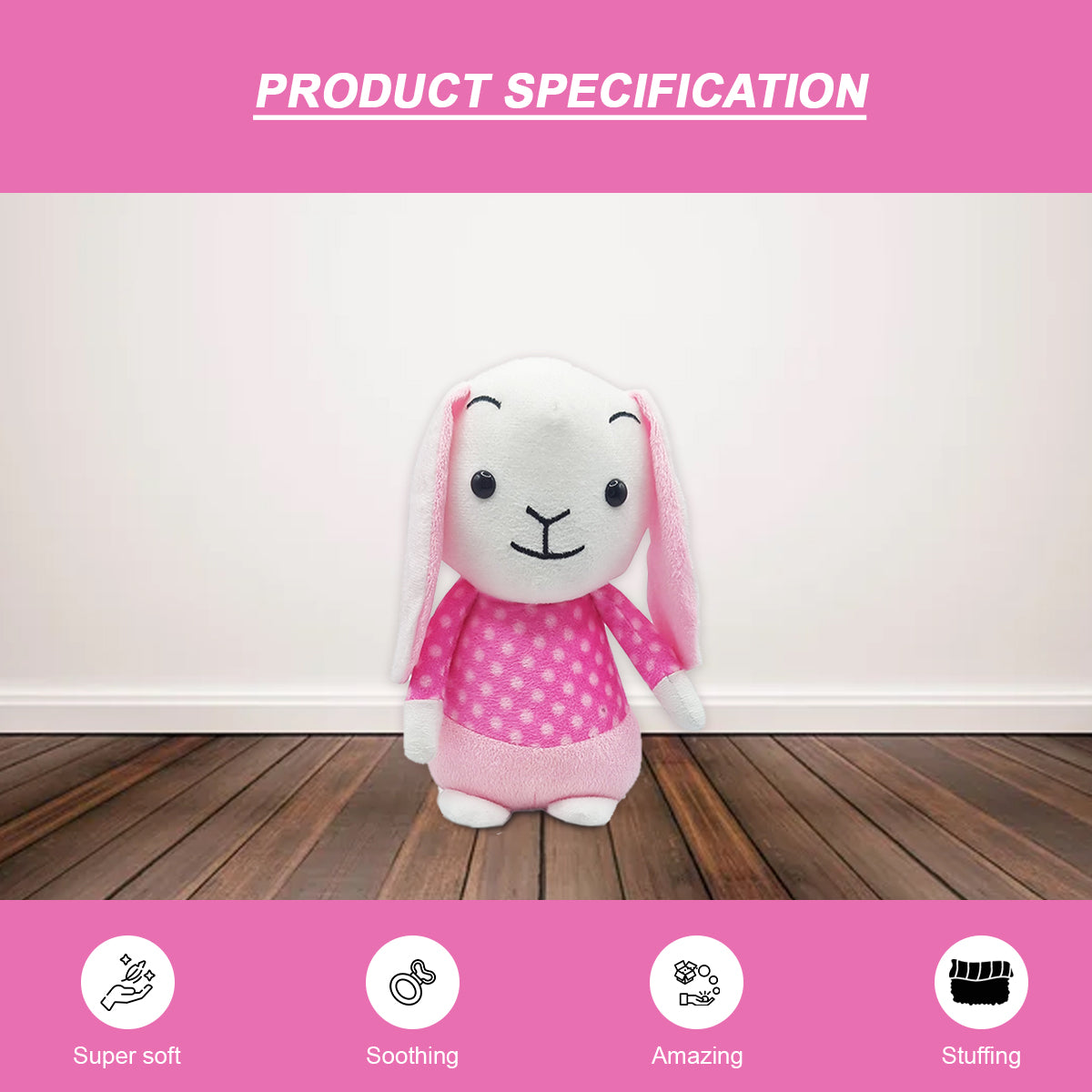 Goldenhub Cute Teddy Bunny in Dress Pink 20 cm