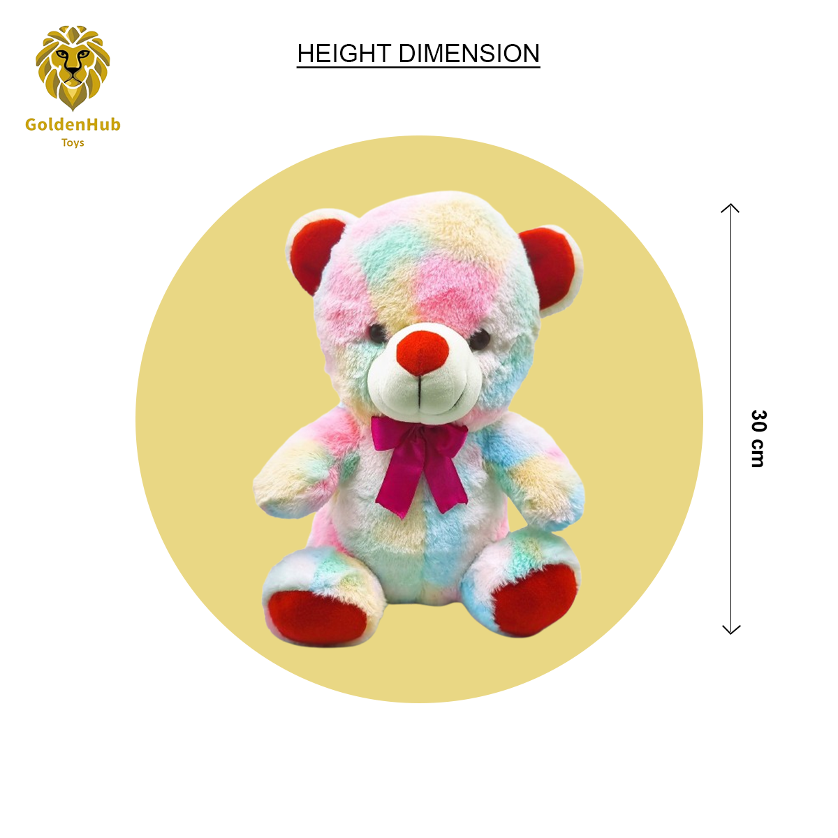 Goldenhub Rainbow Colour Teddy Bear 30 cm