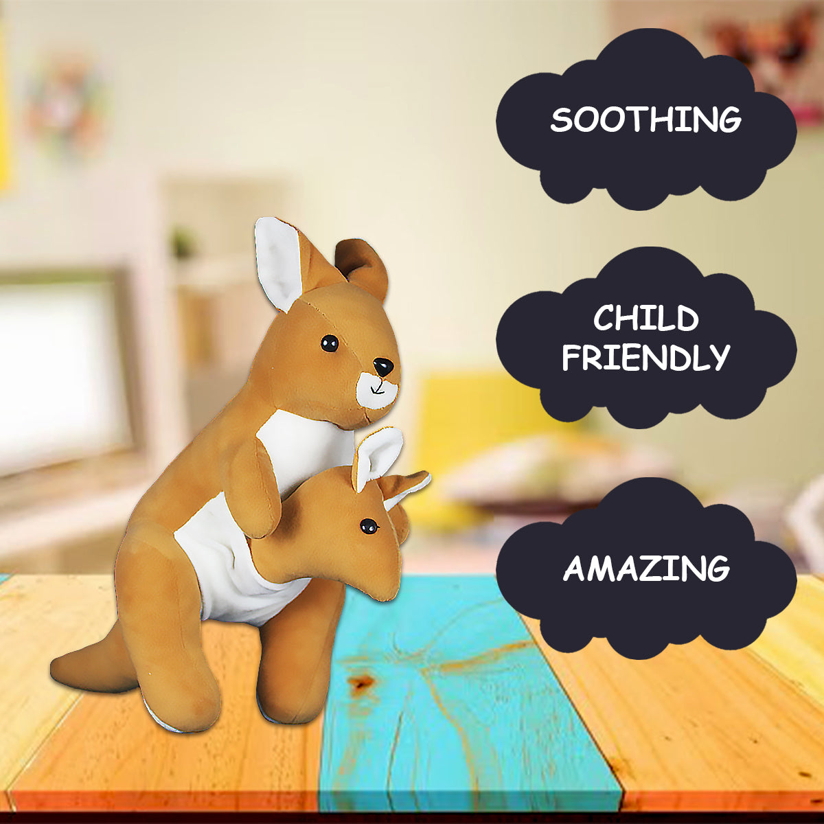 Goldenhub Toy Kangaroo With baby Soft Toy