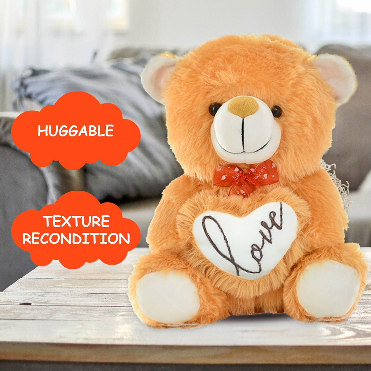 Goldenhub Toys Teddy Sitting With Heart Brown