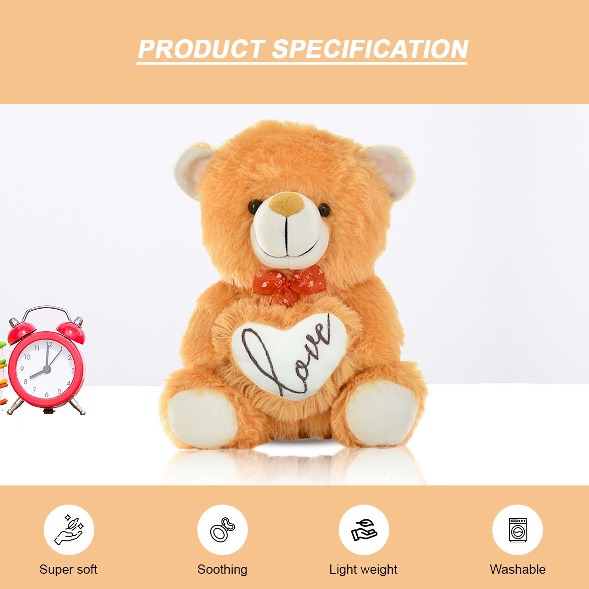 Goldenhub Toys Teddy Sitting With Heart Brown