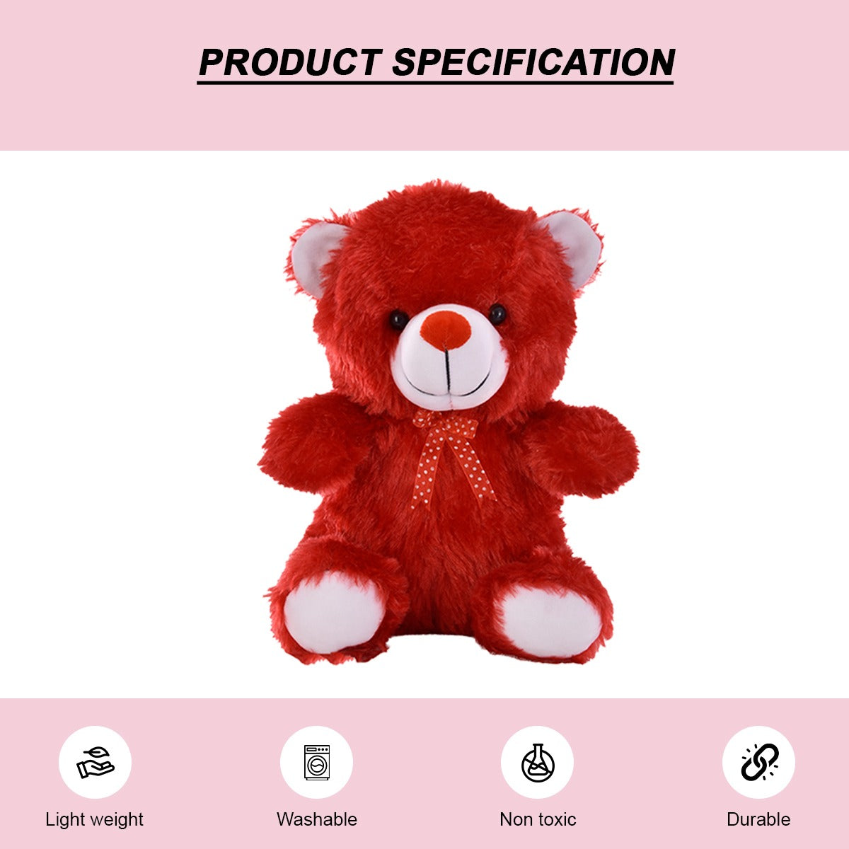 Goldenhub Toys Red Colour Teddy Sitting 30 cm