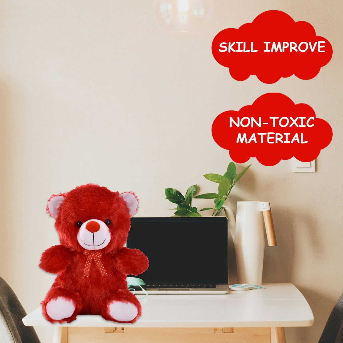 Goldenhub Toys Red Colour Teddy Sitting 30 cm