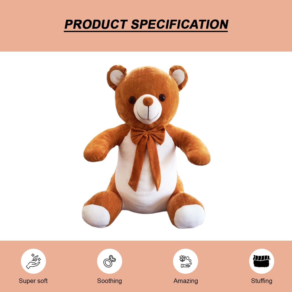 Goldenhub Toys Teddy Sitting Brown & White 70 CM