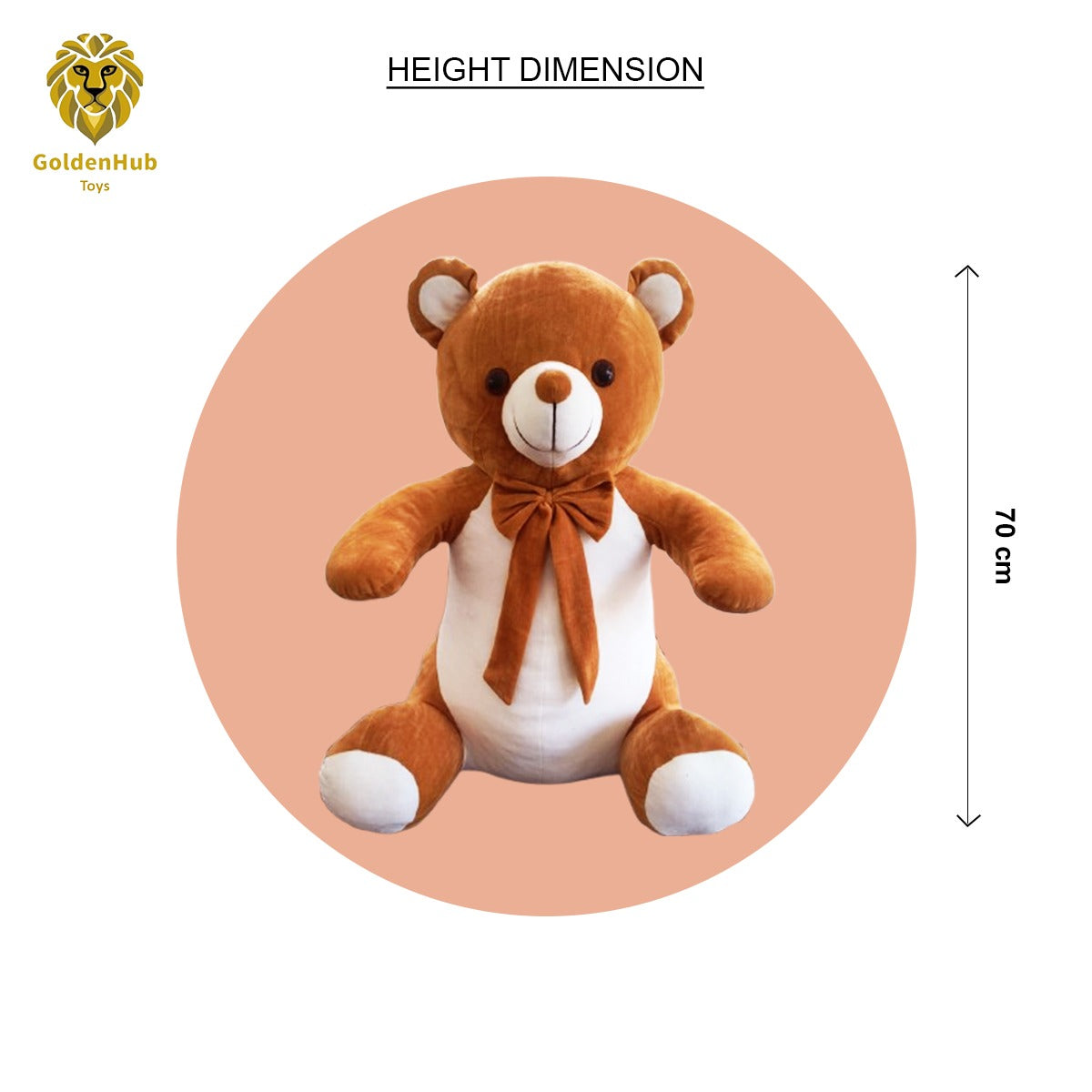 Goldenhub Toys Teddy Sitting Brown & White 70 CM